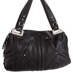 B. Makowsky Black Leather Shoulder Bag